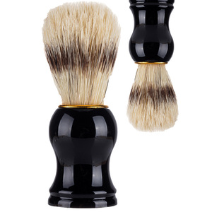 Brosse à raser en poils de sanglier, manche noir, outil de rasage et de nettoyage pour hommes - Product Image 2