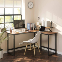 Mobilier de bureau à domicile Montage facile Poste de travail Étude Écriture Bureau d'ordinateur de jeu Table d'ordinateur d'angle en bois en forme de L