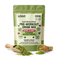 Poudre de Matcha Halal Casher Personnalisée OEM, Mélange Aromatisé Sans OGM et Sans Produits Laitiers, Supplément Énergétique Premium Pré-Entraînement pour Adultes