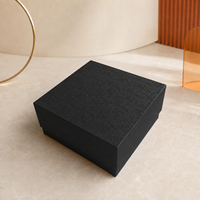Boîte cadeau rigide personnalisée en gros avec couvercle amovible en papier texturé orange de luxe et intérieur en mousse protectrice