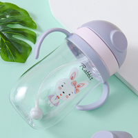 Bouteille d'eau personnalisée 2025 de 300/400 ml, motif dessin animé, avec paille intégrée, sûre pour les enfants, écologique, mignonne, avec sangle d'épaule