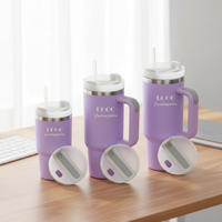 Gobelet isotherme personnalisé avec logo, en acier inoxydable, 20oz, 30oz, 40oz, couleur violette, thermos à vide, bouteille isotherme