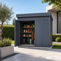 Abri à outils standard en aluminium 3x2x2.1m avec toit plat et portes d'accès à persiennes, taille personnalisée