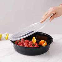 Récipient alimentaire jetable en plastique de 24oz avec couvercle anti-fuite pour micro-ondes Bol de qualité alimentaire PP sans BPA Boîte à lunch ronde sans danger pour le lavage de la vaisselle