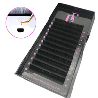 En gros Extensions de cils volume russe ultra-mates noires CC D Curl en vison cachemire et fibre PBT coréenne 7mm, faits main, Easy Fan