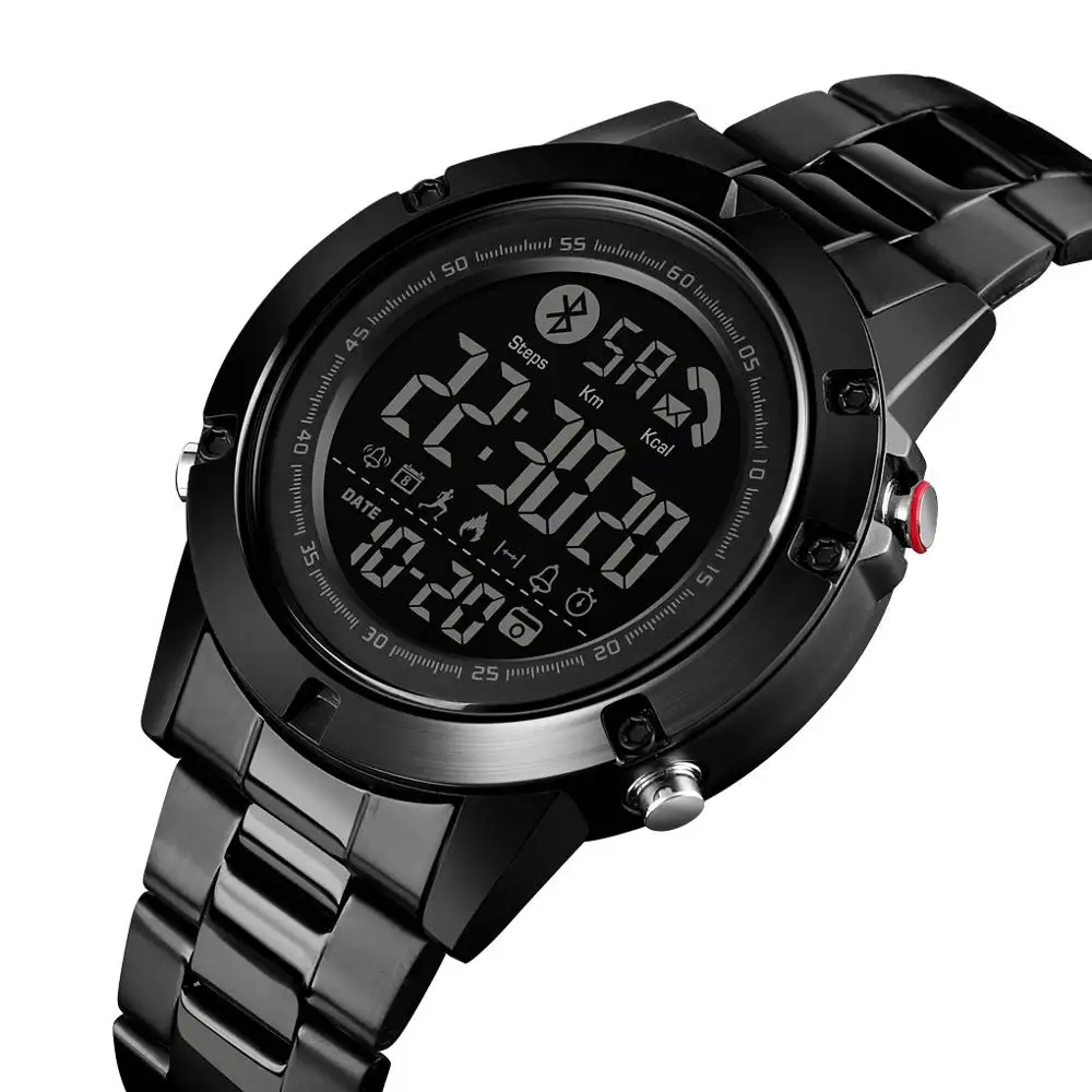 skmei #1500 pedometer stainless steel watch men smart multifunction waterproof wristwatches
