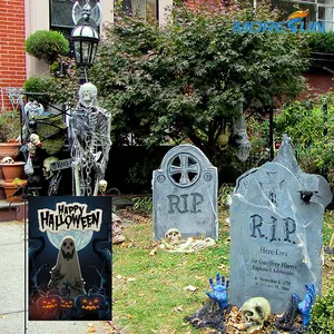 Doppelseitige Halloween-Garten flagge im hängenden Stil mit Kürbissen Fledermäuse Haunted Castle Ghost Schwarze Katze im Freien Herbst Urlaub Dekor