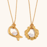 Kalung Liontin Cangkang Ikan Berlapis Emas 18K dari Baja Tahan Karat dengan Desain Stylish dan Unik untuk Wanita