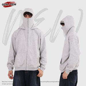 Sweat à capuche zippé High Street Silhouette Sports, coupe-vent, anti-poussière, double fermeture éclair, masque facial intégré, pour homme - Product Image 5