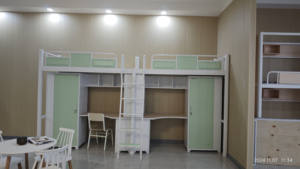 Сверхъёмная школьная кровать-Лофт со столом и шкафчиком, металлический каркас кровати для общежития, стальная двухъярусная кровать для студентов/сотрудников - Product Image 2