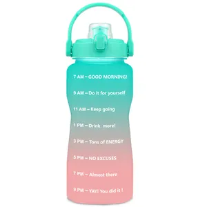 Reminder Leak Proof BPA Free Reusable Motivational Time Marker Reminder 2 Liter 64oz Wide Mouth Tritan Dinking Water Bottle