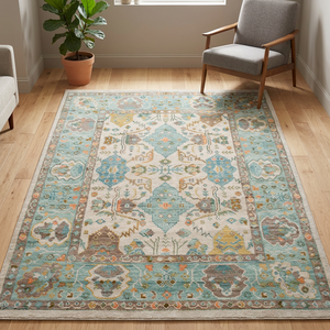 Alfombra Oushak de Lana de Nueva Zelanda Hecha a Mano, Alfombras Personalizadas con Pelo Cortado y Tufting, Patrón Geométrico Anudado a Mano, Alfombra Marroquí Acolchada de Pelo Bajo - Product Image 3