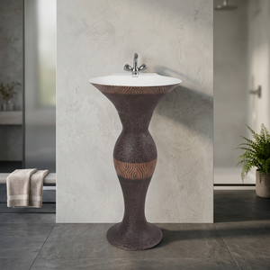 Lavabo en céramique en forme de dauphin sur piétement complet pour salle de bain de villa ou d'hôtel moderne, facile à nettoyer, résistant à l'eau - Product Image 5