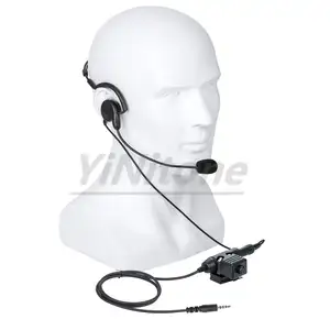 Casque sport à conduction osseuse 7,1 mm, écouteur radio, <span class=keywords><strong>talkie</strong></span>-<span class=keywords><strong>walkie</strong></span>, micro, adaptateur jack 3,5 mm, U94 PTT pour <span class=keywords><strong>iPhone</strong></span>, Samsung, HTC - Product Image 1