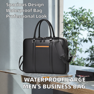 Men's Business <b>Briefcase</b> Soft Bag PU Waterproof Large Capacity Multi-function Computer Laptop bulk price - Product Image 2