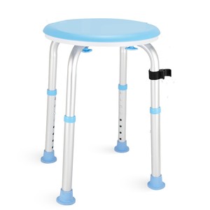<b>Adjustable</b> <b>Height</b> Aluminum Alloy Shower <b>Stool</b> With Shower Head Holder Blue Bathroom Safety Equipment - Product Image 5