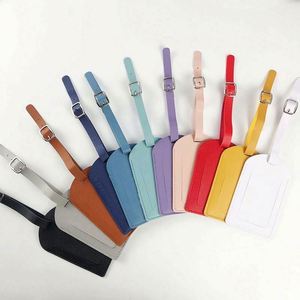 Custom Logo PU Leather Baggage Bag <b>Tag</b> Privacy Protection Luggage Travel Name <b>Tags</b> <b>Suitcase</b> Luggage <b>Tags</b> for Business Trip - Product Image 1