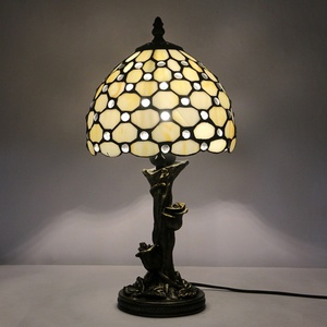 LongHuiJing 8 Inch Retro Pteris Beads Stained Glass Tiffany Style <b>Bedside</b> Reading Lamp - Product Image 2