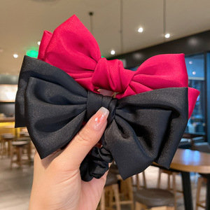 Estilo francés satén lazo cuerda para el cabello Cola de Caballo pelo scrunchies rhinestone temperamento lazo para el cabello niñas banda de goma - Product Image 2