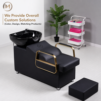 Fauteuil de lavage moderne en similicuir avec bac en céramique et structure métallique pour salons de coiffure professionnels