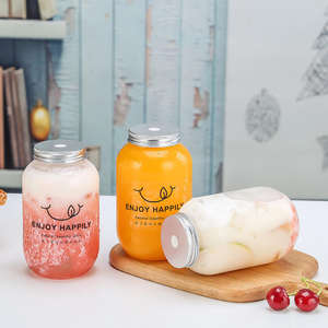 Bouteille de jus avec bouchons en aluminium, gobelet transparent en plastique pour thé au lait avec couvercle pour emballage à emporter - Product Image 3