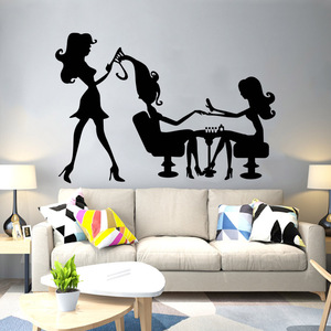 Vinilos Decorativos <span class=keywords><strong>de</strong></span> Pared con Silueta Negra <span class=keywords><strong>de</strong></span> Chica Hermosa, para Peluquería, Salón <span class=keywords><strong>de</strong></span> Belleza, Decoración <span class=keywords><strong>de</strong></span> Sala <span class=keywords><strong>de</strong></span> Estar - Product Image 1