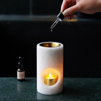 BECORA Brûleur d'huile essentielle en marbre Réchauffeur de cire fondue et diffuseur d'aromathérapie avec fondant à parfum pour décor de chambre à coucher à la maison