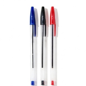 Simple Design Cheap Low Price Promotional Plastic 1.0mm Three Colors Ball <b>Pens</b> for Student Exam - Product Image 5