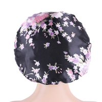 Gorro de Dormir Unisex al por Mayor con Banda Ancha y Estampado Floral, Gorro de Satén para Uso Diario en Todas las Estaciones