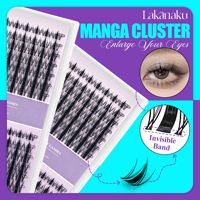 Lakanaku Diy Eyelashes Manga Style Lashes Invisible Bond Lash Fairy Cluster Lash Comic Makeup Sets and Kits Wispy Cluster Fans