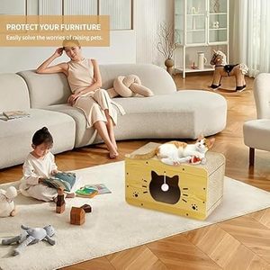 Casa de diseño de madera para gatos, casa barata para interiores para gatos con tablero para rascar a la <span class=keywords><strong>venta</strong></span> - Product Image 3
