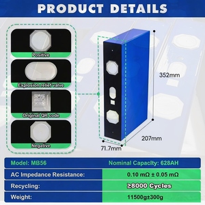 Cellule de batterie prismatique LiFePO4 EU DDP MB56 <span class=keywords><strong>3</strong></span>.2V 628Ah, stockage de lithium haute capacité pour packs de batteries de traction solaires ESS et véhicules électriques - Product Image 2