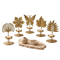 Support décoratif en fer pour bougie parfumée nordique, motif feuille d'érable, papillon, petite fleur, feuille de Ginkgo, feuille de Zong