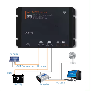 Солнечный контроллер <span class=keywords><strong>MPPT</strong></span> 20А, 4-ступенчатая зарядка, Bluetooth, защита от перегрева, <span class=keywords><strong>CE</strong></span> RoHS - Product Image 4
