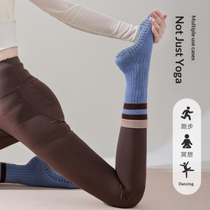 <span class=keywords><strong>Calze</strong></span> Yoga <span class=keywords><strong>Donna</strong></span> Antiscivolo a 5 Dita <span class=keywords><strong>Aperte</strong></span> in Cotone a Metà Polpaccio per Pilates e Fitness Principianti - Product Image 4