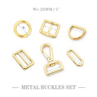 Set di accessori per borse all'ingrosso 25mm metallo oro nichel girevole Snap Dog Hook Slider anello a D regolabile fibbia ad ardiglione rotonda per borsa