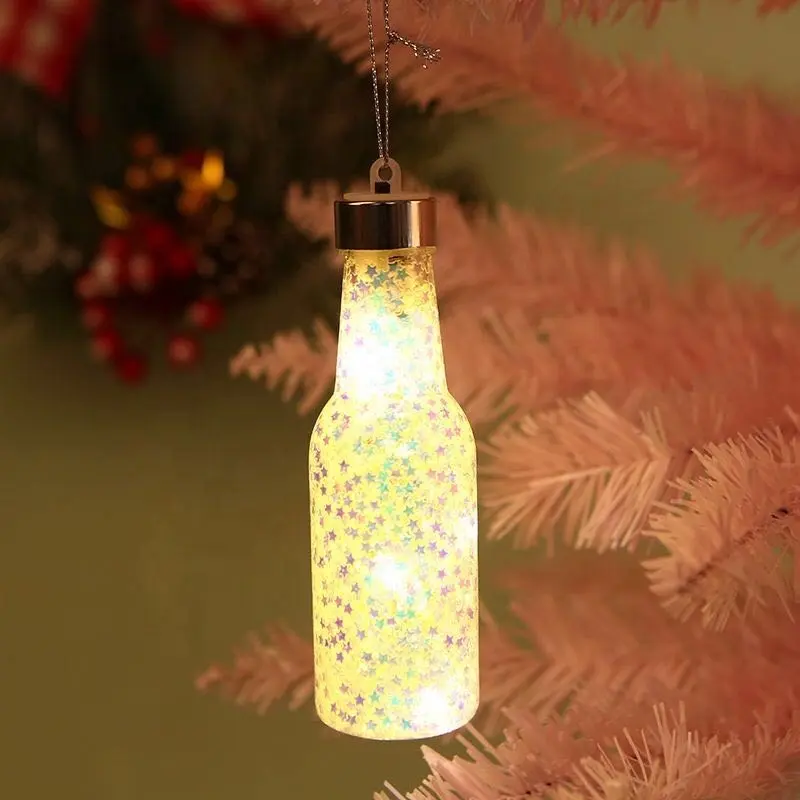 Noel şişe şekilli şeffaf topları LED kolye yılbaşı ağacı askı süsleri ev dekorasyon Merry Christmas