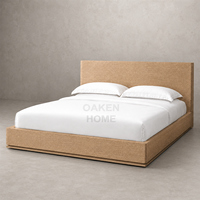 Lit de luxe moderne OAKEN, style américain, avec tête de lit en bois, lit plateforme en chêne pour chambre à coucher, mobilier de maison