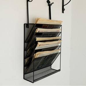 Organisateur mural à 5 pochettes, en métal, pour classeurs, <span class=keywords><strong>dossiers</strong></span>, magazines, courrier, étagère de rangement pour le bureau et la maison - Product Image 5