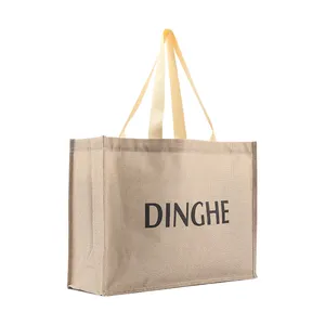 Dimensioni del Logo personalizzato stampato Eco Friendly riciclato riutilizzabile Plain Bulk grande tela di canapa Shopping Tote Bag