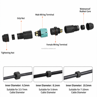 Conector Impermeable M19 IP68 de 3 Cables, Macho y Hembra, En Línea, para Fuente de Alimentación LED para Exteriores