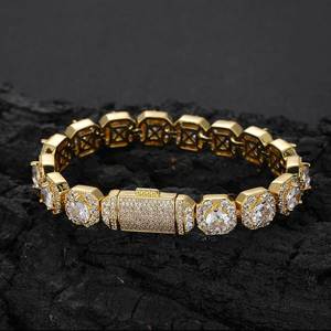 Bracciale Tennis Hip Hop in Argento 925 Placcato Oro Bianco con Diamanti Moissanite VVS a Grappolo da 12mm per Uomo e Donna - Product Image 2