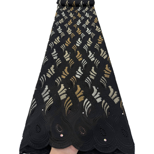 NI.AI Nouvelle Arrivée <span class=keywords><strong>Tissu</strong></span> <span class=keywords><strong>en</strong></span> Dentelle Suisse Africaine Voile Nigérian AsoEbi pour <span class=keywords><strong>Robe</strong></span> de Mariage et de Soirée Broderie Coton avec Strass - Product Image 2