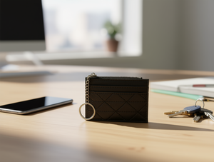 Portacarte con Cerniera Ricamato a Diamanti, Custodia per Carte di Credito in Pelle PU da 4 Pollici - Product Image 2