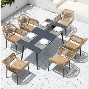 2024 New Model with Umbrella 7 Piece Table and Chair Set
