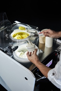 Chariot à gelato commercial Miles avec <span class=keywords><strong>batterie</strong></span>, certifié NSF, machine à crème glacée, autonomie <span class=keywords><strong>de</strong></span> 10 heures, en acier inoxydable, pour lait, noix, eau, tout-en-un - Product Image 5