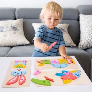Kids Birthday Gift Learning Toy Toddler Wooden Vehicle Animal Shape Peg <b>Puzzles</b> for Boys Girls - Product Image 3