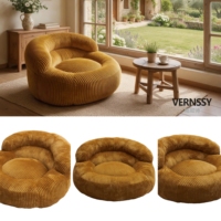 Fauteuil pouf ovale surdimensionné VERNSSY, tissu bouclé, éponge haute densité, style nordique, confortable pour le salon