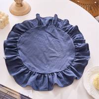 Vente en gros d'usine, sets de table individuels en tissu décoratifs, couleur unie, bord festonné, style minimaliste coréen, pour hôtel