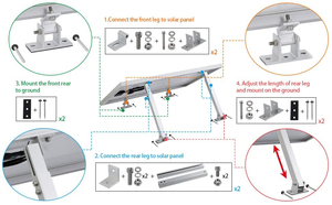 Bán Buôn Năng Lượng Mặt Trời Năng Lượng Cấu Trúc Có Thể Điều Chỉnh Nghiêng Phía Trước Phía Sau Chân Năng Lượng Mặt Trời Bảng Điều Khiển Gắn Khung Hệ Thống Cho Mái Nhà - Product Image 3